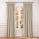 Lazzzy Velvet Blackout Curtains Thermal Insulated Room Window Drapes Super Soft Luxury Curtains for Living Room Bedroom Rod Pocket 2 Panels, Beige, 52' W x 84' L