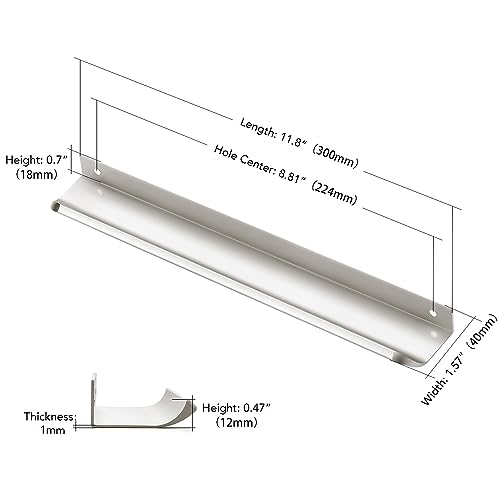 Image of Ravinte Silver Finger Edge Pulls Drawer Edge Pulls 300mm /11.8 inch 1 Pack | Concealed Handle Style, Low-Profile Finger Grip, Cabinet Edge Mount, 150mm /5.9 in, For Cabinets, Drawers, Cupboards, Kitchen