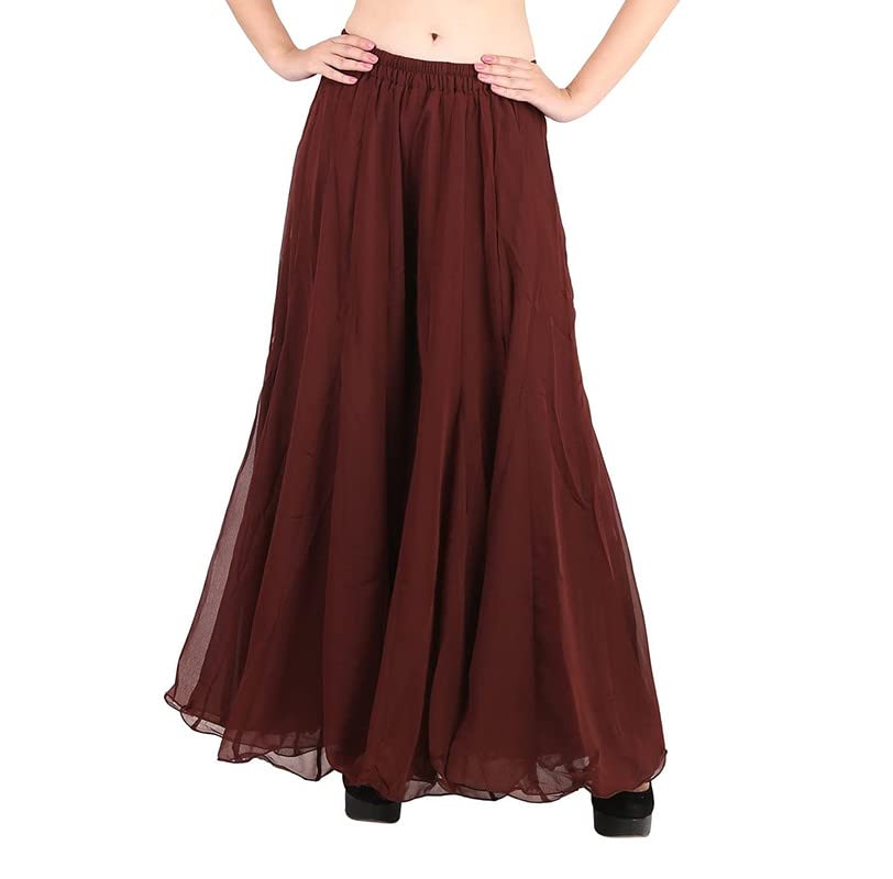 kvish Regular Loose Fit Solid Colour Georgette Flared Sharara Palazzo for Women (Brown-X-Large)-picture-29