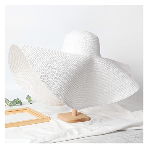 Chapeau de soleil pliable 25cm pour femmes en paille beige