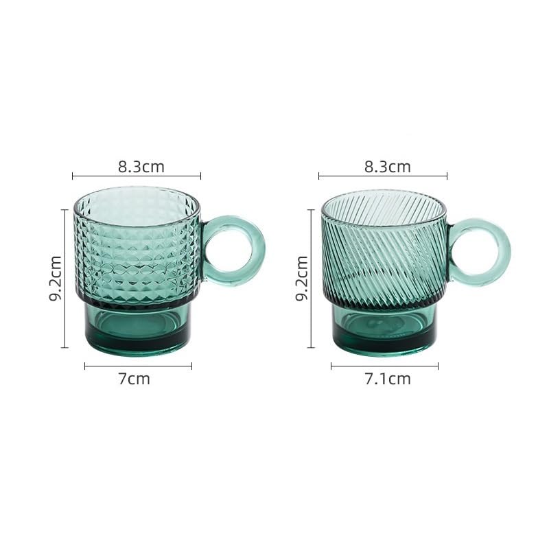 Tazas de vidrio apilables para ahorrar espacio juego de 2 copas de te y leche 2