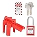 Red Lockout Tagout Kit with 1 Safety Padlock 1 Ball Valve Lock 1 Warning Lockout Label 2 Keys for Industrial Electrical Station