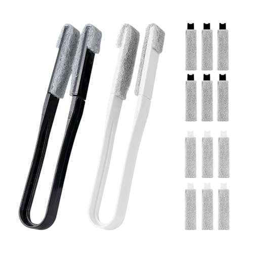 Blind Duster and Venetian Blind Cleaner Tool with 12 Replaceable Heads Multi-Use Window Cleaning Equipment for Air Conditioner Radiator Crevice Grout and Hard-to-Reach Surfaces (Black&White)