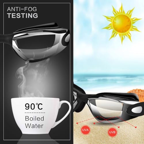 Hurdilen Swim Goggles, Swimming Goggles Anti-Fog UV Protection Coated Lens No Leaking with Swim Cap,Nose Clip,Earplugs,Case for Men Women Adult Youth Kids