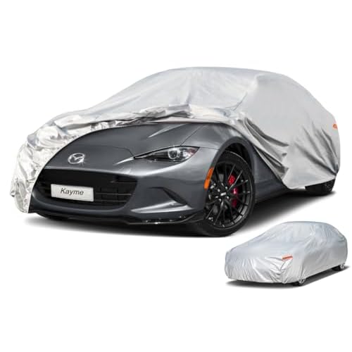 Kayme 7 Layers Heavy Duty Car Cover Waterproof All Weather, Universal Fit for Sedan Coupe Car (up to 165 inch), Such as Mazda Miata MX-5, Honda S2000. C0 Fit Coupe/Sports-Length (Up To 165")