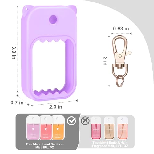 3Pcs Hand Sanitizer Spray Case for Touchland Silicone Touchland Case Keychain Cute Hand Sanitizer Spray Holder Compatible with Touchland Power Mist Gentle Mist Glow Mist (Pink & Purple & Blue)3