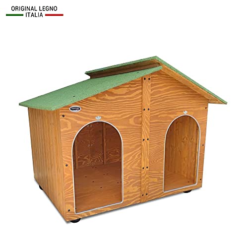 Acquista In Fabbrica Cuccia In Legno Per Cani “Gigante” Da Esterno Rinforzata 2 Tendine Omaggio Made In Italy Mod. Extra Large - Xxxl Doppio Ingresso - 5