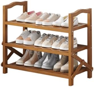 Foldable Wooden Shoe Rack, Storage Shelf with Handle Easy Assembly for Entryway Hallway Living Room（90x23x72cm）