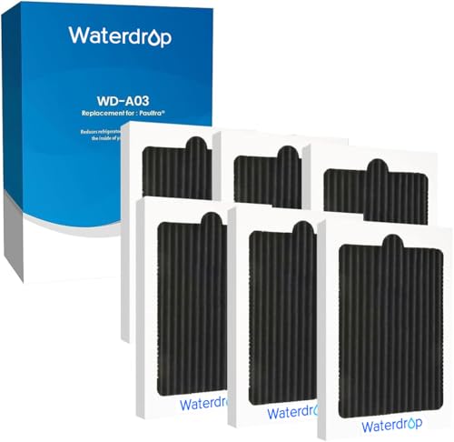 Waterdrop Replacement filter for Frigidaire® & Electrolux® Paultra® Refrigerator Air Filter, Pure Air Ultra®, EAFCBF®, SCPUREAIR2PK, 242047801, 242061001, 242047804, Carbon Activated Filter, 6 Pack