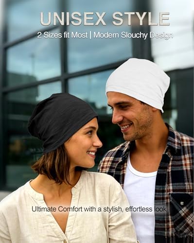 ROYBENS Lightweight 100% Cotton Slouchy Summer Beanie Men Women, Chemo Cap - 5