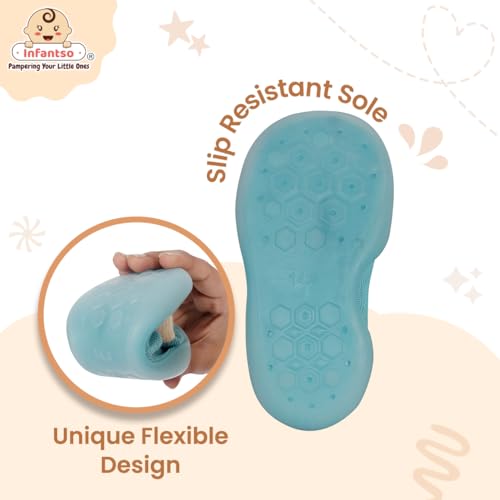 Image of Infantso Lightweight Anti-Skid Sock Shoes for Babies, Kids & Toddlers - Soft Sole Breathable Cotton Sneakers with Anti-Collision Toe, Perfect for Infants' First Walking Steps, Comfortable & Safe Fit