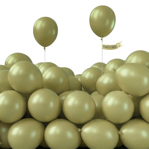 Image of PartyWoo Sage Green Balloons 50 pcs 5 Inch Small Mini Matte Sage Olive Green Boho Neutral Eucalyptus Latex Balloons for Wedding Baby Shower Gender Reveal Birthday Party Decorations Green-F11