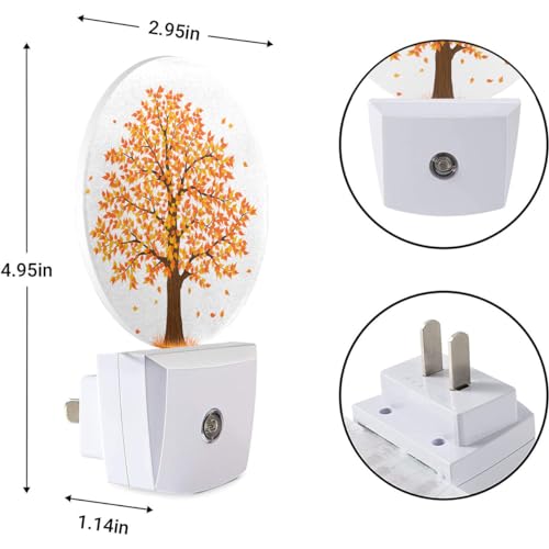 Image of EKOBLA Maple Tree Night Light, Fall Orange and Yellow Leaf Night Lights Plug Into Wall with Auto Sensor for Home Indoor Decor