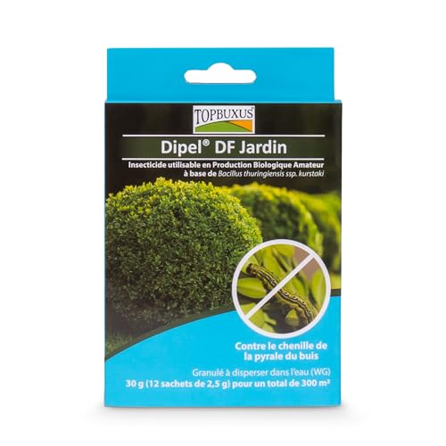 TOPBUXUS DiPel Biologique - Pyrale du Buis Traitement - Bacillus Thuringiensis (BTK) - 30gr