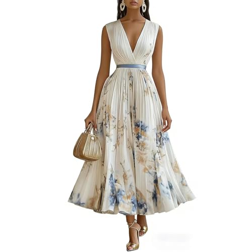 Vestido largo de verano para vacaciones playeras y bodas de tarde al aire libre