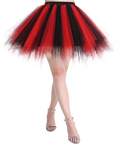 MuaDress Tüllrock Petticoat Kurz Tutu Minirock Retro Unterrock Ballet Tanzkleid Schwarz Rot M Cover