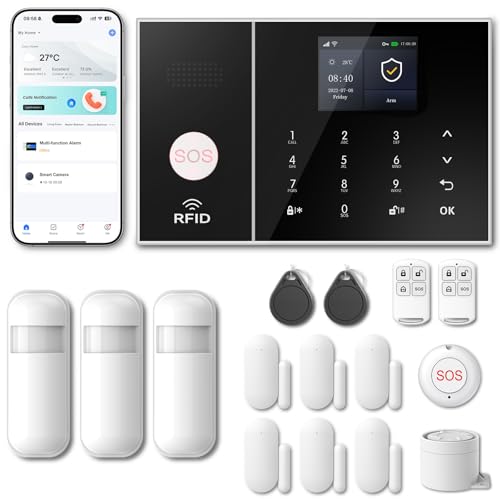 Home Security Systems 16-Piece Kit,Alarm System for Home Security,App Alerts,WiFi Alarm,Compatible with Alexa and Google Assistant,No Subscription,for Home Security and Kids Safety