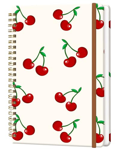 Libreta de rayas A5 de tapa dura con diseño de cerezas de alta gama