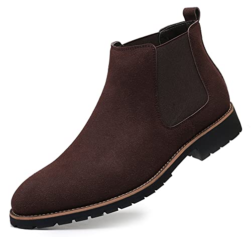 Santimon Mens Chelsea Ankle Boot Suede Leather Slip-On Classic Dress Comfort Casual Chukka Boots