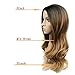 Lady Miranda Long Wavy Wig Ombre Black to Honey Blonde Wig for White Women Middle Part Heat Resistant Synthetic Hair Wig for Daily Use