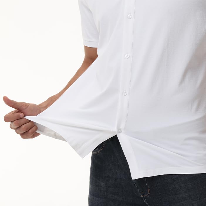 ZTN Men's Casual Stretchy Short Sleeve Button-Down Shirts UV50+ Moisture Untucked Dress Shirts4