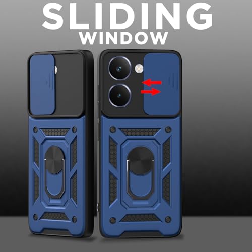 Image of Luxe Back Cover for Realme P3 Ultra 5G | D10 Tough Armor Case | Sliding Camera Shield | 360 Protection | Kickstand Ring Holder | Military-Grade Shockproof Bumper Case