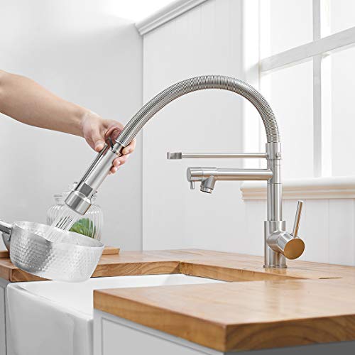 AIMADI Wasserhahn Küche Mischbatterien Pull Down Küchenarmatur mit Brause Spiralfederarmatur Küchenspüle Armatur Geschirrbrause Spültischarmatur Gebürsteter Nickel - Image 3