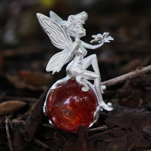 Pendentif elfe en quartz hématite rouge et argent 925 fait main