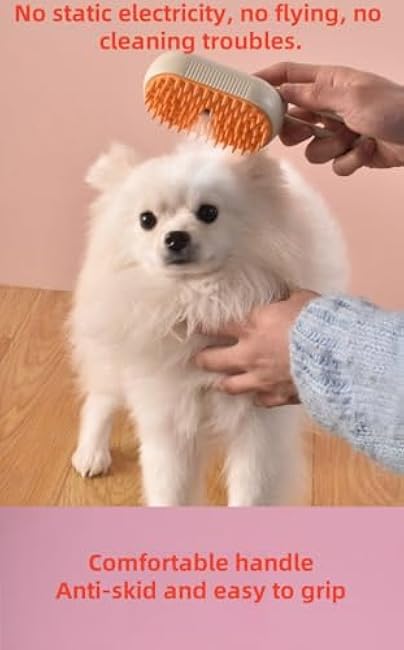Pet Hair Removal Steam Brush With Enhanced Spray - Long Comb for Shedding - Cloud Care Water Brush for Long & Short Hair - Ideal for Indoor Cats & Dogs-UDqIuUYL