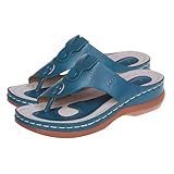 ZTFYKLIN Chanclas Mujer Moda Ortopedicas Sandalias Y Zapatillas De Playa Tamaño Con Cuña Forma T Para Squash (Blue, 40) Blancas Doradas Chancletas Hechas En España Black Slippers Vestir Comodas