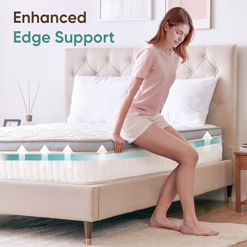 ETONEX 12 Inch Twin Mattress Cooling Gel Memory Foam and Pocket Spring Hybrid Mattress in a Box Medium Firm CertiPUR-US Certified Foam (Twin, 12in)