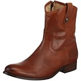 FRYE Women's Melissa Button Short Ankle Boot, Cognac Soft Vintage Leather, 6 M US
