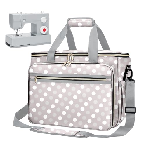 Image of Anitor Sewing Machine Case with Removable Bottom Padding, Sewing Machine Bag Fits Most Standard Sewing Machines and Storage Sewing Accessories, for Singer, Brother, Janome, Round Dot,(Bag Only)