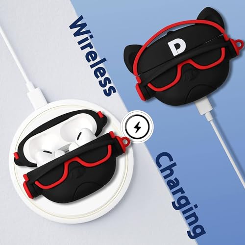Image of Dezet Cute Soft Silicone Pouh Case for Airpods Pro GEN-2 (2022) � 3D Cartoon Animal Character Cover with Keychain Ring, Shockproof & Dustproof Protective Case for Kids & Girls (Hip HOP RED)