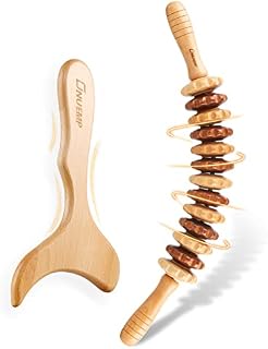 2-in-1 Wooden Therapy Massage Tools Set Wood Maderoterapia Kit or Lymphatic Drainage Massage Roller Kits for Muscle Relaxation, Body Shaping, Gua Sha Massage, Anti Cellulite, Beech