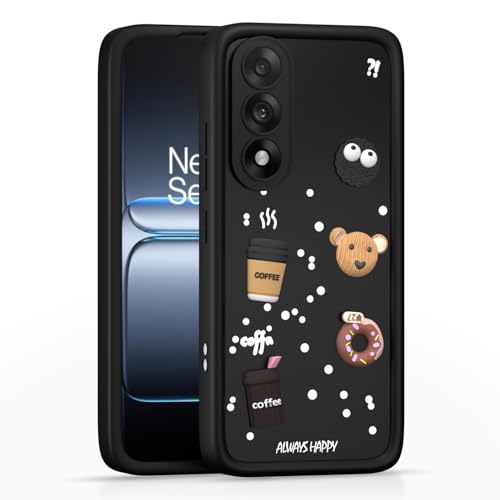 Image of Pikkme Back Cover for Oneplus Nord 5 5G | 3D Bear Silicone Cute & Fun Coffee Cartoon | Full Body Protection Bumper Case (Black)