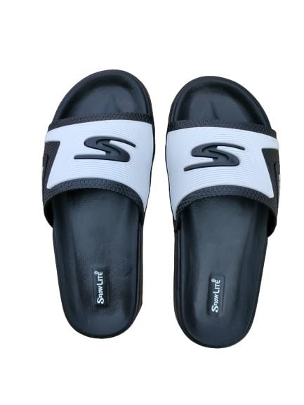 Sliders for Kids Boys, Black and White (Black, UK Footwear Size System, Big Kid, Men, Numeric, Medium, 4) (B0DC71GJXZ) Amazon Price History, Amazon Price Tracker