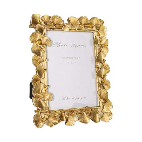 Image of 5x7 Vintage Picture Frames, Gold Photo Frame for Table Top Display and Wall Hanging Home Decor