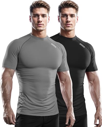 DRSKIN 3, 2 or 1 Pack Men's Compression Shirt Short Sleeve Top Baselayer Sports T-Shirt Athletic Running Active Workout