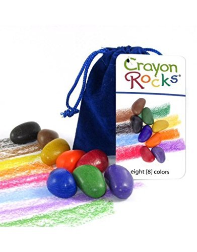 Crayon Rocks 8 Colours in a Blue Velvet Bag by Crayon Rocks