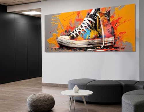 Tableau sur toile baskets graffiti 40x120 cm art abstrait