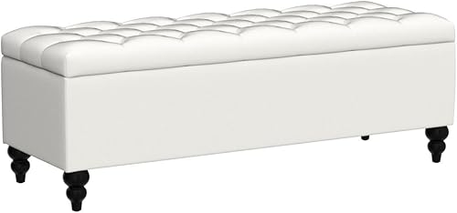 Miniatura 13 de Banco otomano de almacenamiento de 50.2 pulgadas, banco otomano tapizado al extremo de la cama con almacenamiento y asiento, banco grande para manta