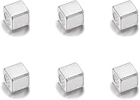 Vista 2 de 100 cuentas espaciadoras de cubo de 0.079 pulgadas para hacer joyas, cuentas espaciadoras de latón sueltas, cuentas espaciadoras cuadradas