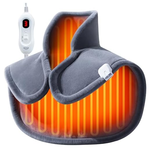 ALLJOY Almohadilla Térmica Cuello, 22"x18" Almohadilla Térmica Confort Cervical y Cuello Hombros 2.2LB, 4 Niveles de Calor, Apagado Automático 90 Mins, Lavable a Máquina