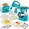 412pxw+ckel - Joyin Play Kitchen Toys, Pretend Play Kitchen Appliances Toy Set with Coffee Maker, Mixer, Toaster with Realistic Lights& Sounds, Birthday Gift for Kids Ages 2 3 4 5, Pink - Kitchen Toys