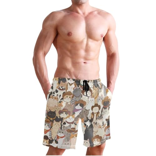 Short de bain rétro western pour chat avec boxer de compression intégré