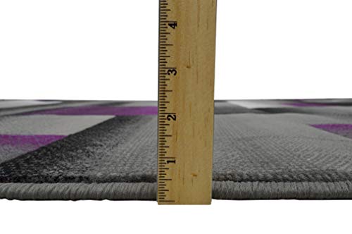 Handcraft Abstract Geometric Modern Squares Pattern Area Rug (2 X 7 (Runner), Purple) #TOP2