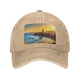 PHAYAH Gorra de béisbol unisex con diseño de puesta de sol en Barcelona, para adultos, de algodón, con ala curvada, color negro, natural, Talla única