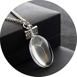 Ivyday Glass Ball Necklace Dandelion Pendant Long Necklace Make A Wish Jewelry for Women,# 01