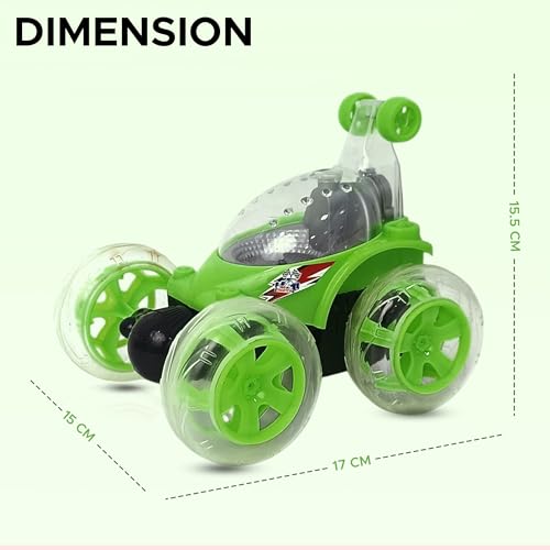 Image of NHR Launch RC Stunt Car for Kids, 360 Rotating Remote Control Car with Smoke Spray, Music & Lights, High-Speed Rechargeable Toy Vehicle Gift for Boys & Girls (2+ Years, Green)